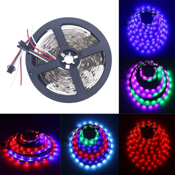 Madrix LED Strip Tape Addressable SMD5050 RGB IC WS2812  12V Led Lights Flexible LED Pixel Rope Light for Commercial building  San'an - Image 9